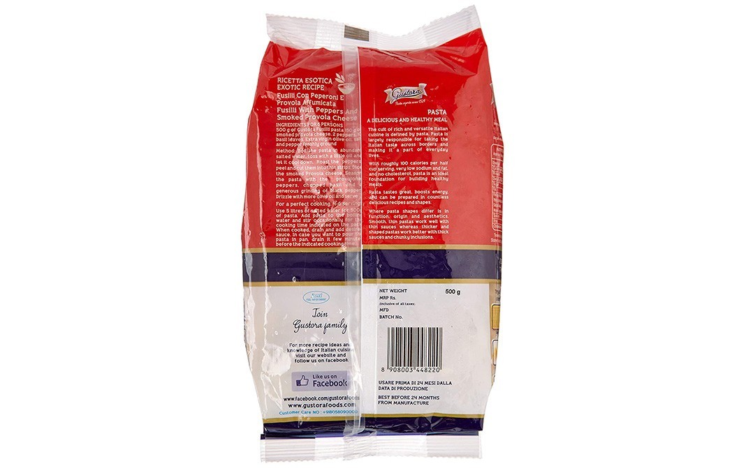 Gustora Fusilli Pasta    Pack  500 grams